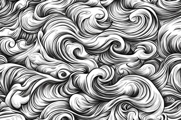 Poster - Intricate swirling patterns creating a dynamic flow, perfect for backgrounds or artistic projects in black and white.