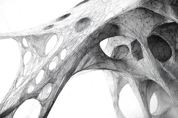 Poster - Abstract structure showcasing intricate web-like patterns and shapes, ideal for designs, backgrounds, and artistic projects.