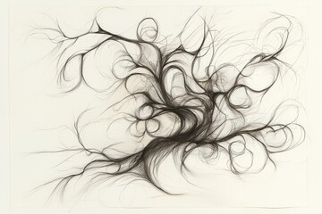 Aufkleber - Abstract swirling black lines create an intricate pattern, evoking movement and fluidity in a minimalist style.