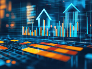 Poster - A graph with a house and an arrow on it. The house is on the left side of the graph and the arrow is on the right side