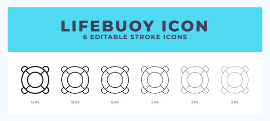 Lifebuoy icon. Outline. Lineal icon symbol vector. Black outline.