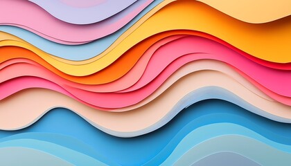 Wall Mural - An illustration of wavy and colorful layered paper