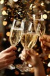 © TesaI - A group of people are holding up glasses of champagne, celebrating a special occasion. The glasses are filled with sparkling wine, and the people are enjoying the moment