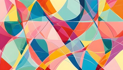 Wall Mural - Harmonious geometric pattern featuring interwoven lines and gentle color transitions