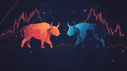 Aufkleber - detailed infographic visualizing the fluctuations and patterns of the bull and bear market cycles,il