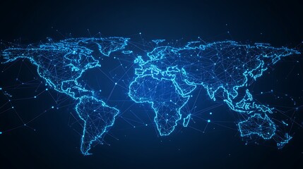 Poster - Abstract World Map with Connected Lines and Points