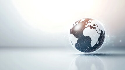 Poster - 3D Globe with a Network of Lines Representing Connections