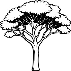 african mahogany tree outline coloring book page line art drawing