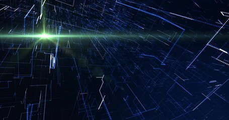 Poster - Animation of glowing light spot and trails moving over black background