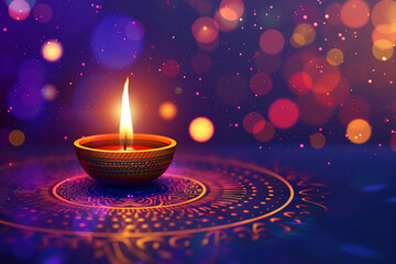 beautiful greeting card with bright holiday composition for happy and celebrate diwali