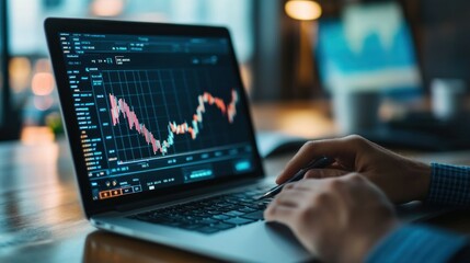 Poster - Person Analyzing Stock Market Data on a Laptop