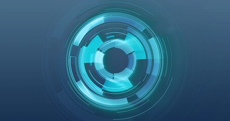 Poster - Animation of scope scanning and data processing over blue background