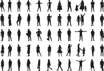 Sticker - silhouette people set on white background vector