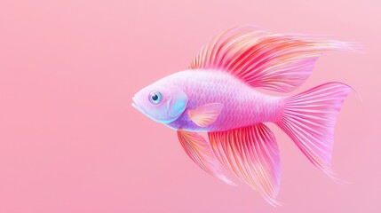 Sticker - Pink Fish on Pink Background.