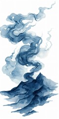 Wall Mural - Abstract Blue Volcano Eruption Watercolor Painting