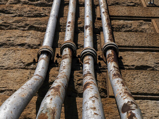 detail of pipes of Ed Koch Queensboro Bridge connecting new york city manhattan to Roosvelt island and Queens