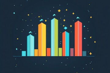 Fototapete - Colorful bar chart with stars.