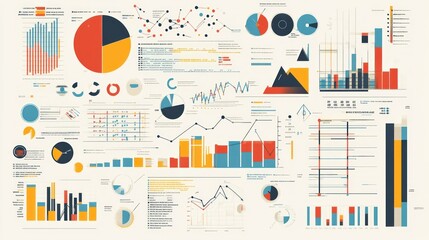 Poster - Abstract Collage of Charts, Graphs, and Geometric Shapes
