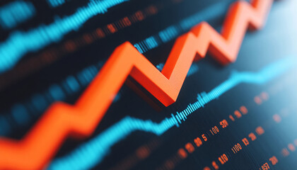 Poster - Dynamic stock market graph showing an upward trend, highlighting financial growth and analysis in a modern digital setting.