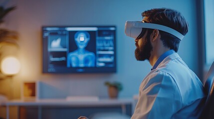 AI-enhanced medical diagnosis platforms offering real-time consultation: A patient receiving an AI-powered diagnosis through a virtual medical platform.