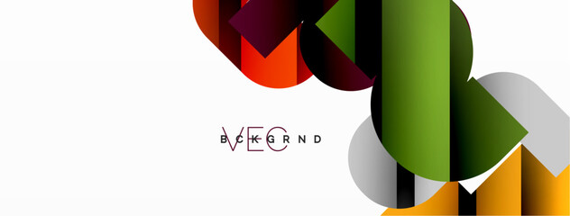 Poster - Abstract background. Colorful geometric curve shapes with black shadow lines effects