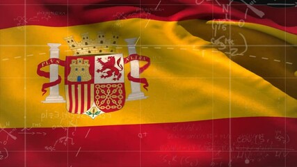 Poster - Animation of mathematical data processing over flag of spain