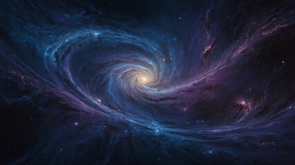 Poster - Swirling, colorful galaxy with bright, spiraling center against dark, starry background