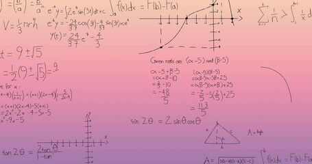 Sticker - Animation of mathematical data processing over pink background