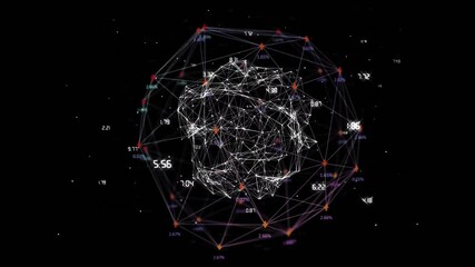 Sticker - Animation of globe with connections and data processing over dark background