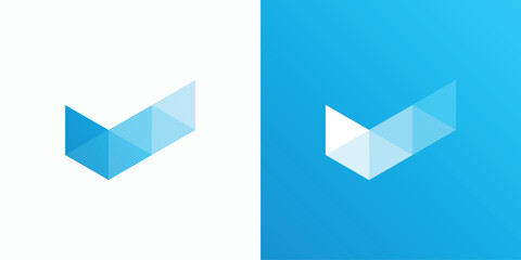 Poster - Vector logo design of initial letter V and geometric check mark with modern, simple, clean and abstract style. Icon for business, technology, electronics and personal branding.