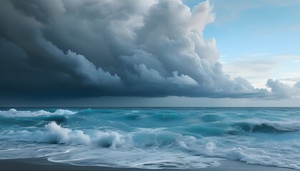 Stormy Seas Transitioning to Serene Blue Horizons