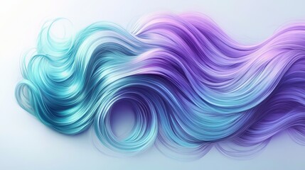 Wall Mural - wavy shape with blue and purple hair on a white background, abstract and flowing design emphasizing 