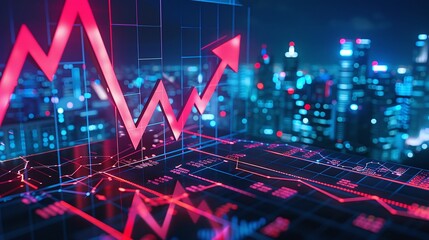 Poster - real estate and property crisis. a dynamic stock market graph with a rising trend, showcasing financ