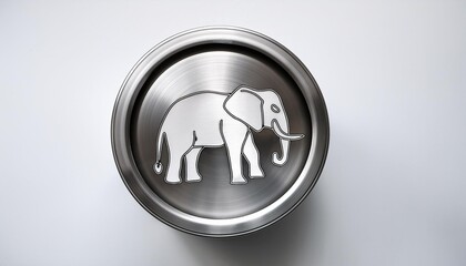 Wall Mural - Clean Silver Elephant Icon with White Background