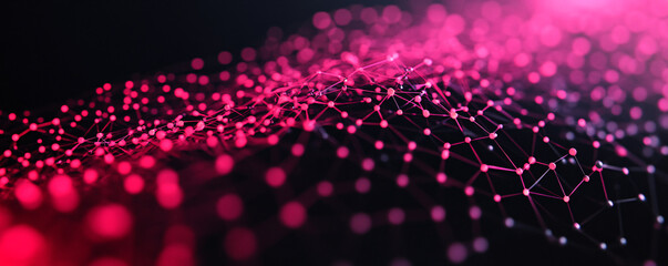 Aufkleber - abstract digital art featuring vibrant pink dots and connections on a dark background, symbolizing t