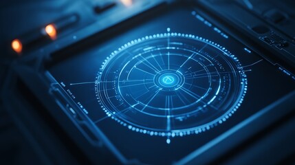 Poster - Futuristic Interface Hitech Control Panel Technology Background with a Digital Display, 3D Render