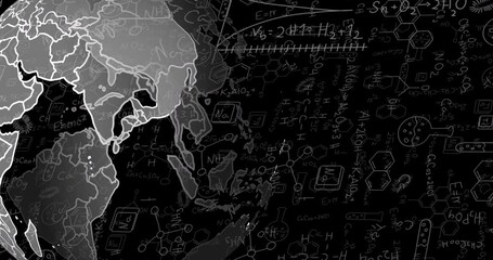 Poster - Animation of scientific data processing over globe on black background