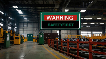 sign safety first industry factory background for template add text present