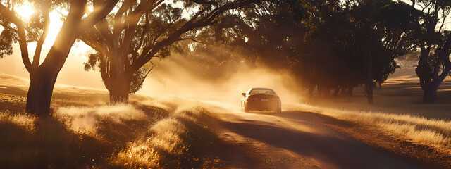 Rural Drive on a Sun-Dappled Road