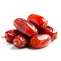 Fresh and vibrant dates on a clean white background