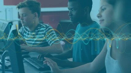 Poster - Animation of spirals over diverse male and female students using computers