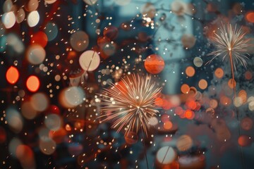 Wall Mural - Sparkler Fireworks with Bokeh Lights