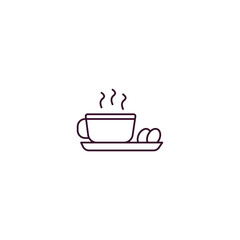 Poster - warm cup and plate  outline icon. Linear vector from food concept. Thin line warm cup and plate  icon isolated on white background