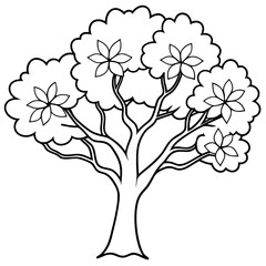 cherry blossom tree outline coloring book page line art drawing