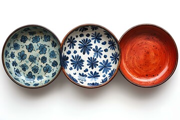 Wall Mural - a row of bowls with different designs.