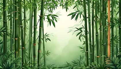 Serene Bamboo Forest Illustration for Decorative Background and Poster Art