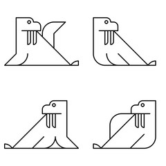 Poster - Set of Walrus logo. Icon design. Template elements