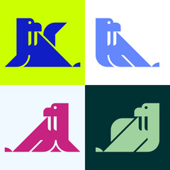 Poster - Set of Walrus logo. Icon design. Template elements