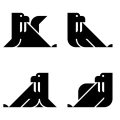 Poster - Set of Walrus logo. Icon design. Template elements