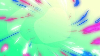 Poster - animation of pink, purple and white shapes moving over green background